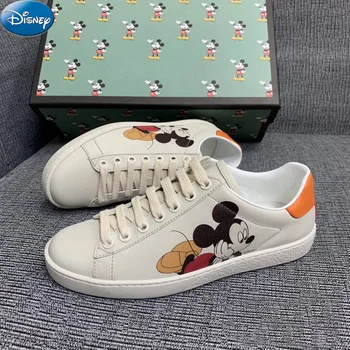 Disney Mickey pantofi din piele pantofi albi Mickey Mouse plat Chineză tradițională pantofi casual pantofi pentru iubitorii de bord pantofi