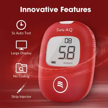 Dispozitive medicale (mg/dL mmol/L) Sinocare în condiții de Siguranță AQ Glucometru si 100 de Benzi de Testare 100 Lancets Metru de Glucoza din Sange Diabetul Tester
