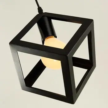 Modern cușcă de lumină pandantiv de fier minimalist, retro Scandinave loft piramida lampă de pandantiv de metal Agățat Lampă E27 Interior
