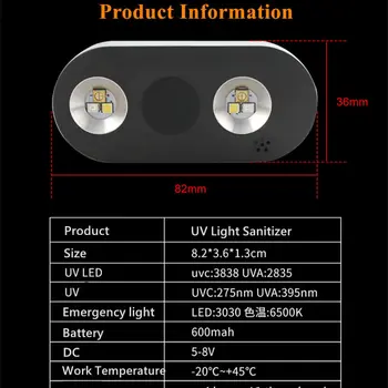 BECAR Portabil 2-în-1 de Design Auto Lumina UV gel Dezinfectant Lampa cu Lumina de Urgență Magnetic Atașat Reincarcabile Automate Sterilizator UV