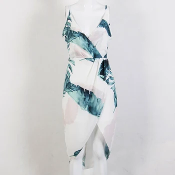 Halter V Neck pentru femei rochie de vara Sexy tubulare scurte Vestido Elastic mini talie mare florale rochie de imprimare 2018