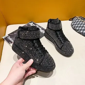 Europene stația de sport bord pantofi femei toamna 2020 nou plin de diamante brioșă fund gros de Pluș pantofi casual trend