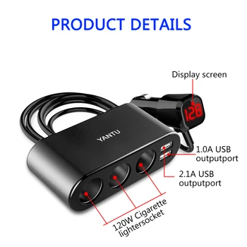 Aliaj de aluminiu 3 Port USB 2 Mod 3.1-Un Led Roșu Priza de Brichetă Auto Splitter Adaptor de Alimentare 12V-24V Pentru iPad Smartphone