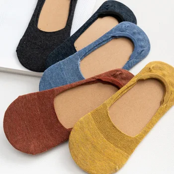 5 perechi=10 bucăți Primavara-vara pentru femei șosete silicon Solid de culoare moda sosete invizibile felmen Ciorap Papuci de casă, fără alunecare șosete
