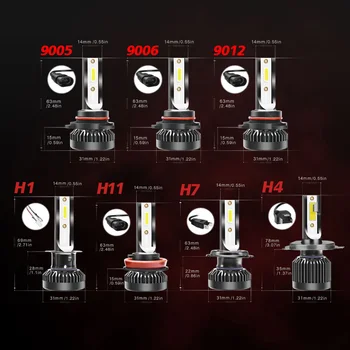 Masina Mini cu LED-uri Faruri Kit Becuri H4 H7 H11 de Inalta fază scurtă Far Bec rezistent la apa 12V 55W 6000K Turbo Lampă cu Led-uri Lumini Auto Capul