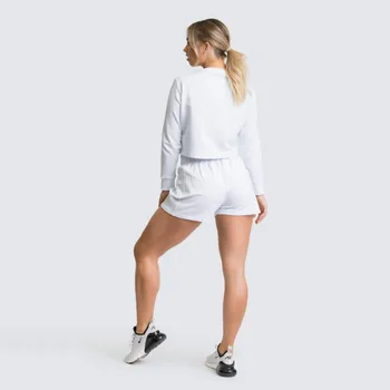 NCLAGEN Femei Casual Două Bucata Set Crop Top Hanorace de Funcționare Săli de sport Sport 2 Piese Seturi Elegante de Bumbac Streetwear Jogger Shorts