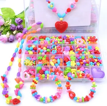 Asortate din Plastic de Șirag de mărgele Acrilice Kit Accesorii DIY Bracelects Jucării de Luare de Bijuterii Copii Set Margele Creative Cadouri pentru copii GYH