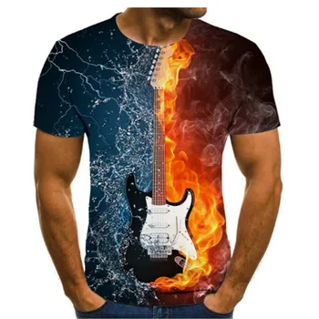 Iubitorii de muzică bărbați chitara 3d de imprimare de moda cu mânecă scurtă T-shirt femei psihedelice haine Barbati casual iute uscat pentru Bărbați T-shirt