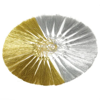 50pcs/lot 120mm Aur/Argint Cercei Ciucuri de Bumbac, de Mătase, Cercei Charm Pandantiv din Satin Ciucuri Pentru Bijuterii DIY Face Constatări