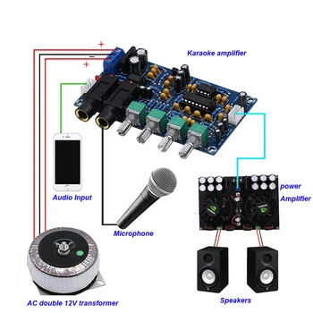 PT2399 Două-mod microfon Karaoke Preamplificator dual NE5532 echo KTV reverbration Karaoke Amplificador bord