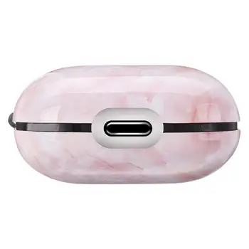 De înaltă Calitate pentru Apple Airpods Caz, IMD Moale TPU Cască Caz pentru Airpods-Marmura Roz de Design cu breloc