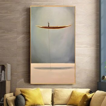 Fantezie Singur Gânditor și Barca de Aur Postere si Printuri de Arta de Perete Panza Pictura pe Perete Fotografia pentru Camera de zi de Decorare Acasă