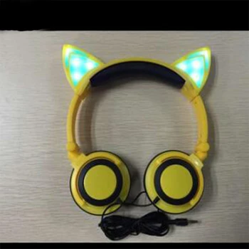 Noi desene animate pentru copii cu urechi de pisică cap-montat luminos mobil pliabil muzica căști
