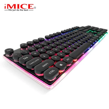 IMice Iluminare RGB 104 taste cu fir Tastatură de Gaming Ergonomie Calculator PC, Laptop LED Taste Cheie Capac Bord USB Punk Keybord