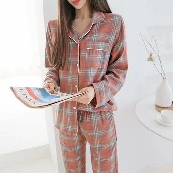 Maneca lunga primăvară carouri iubitorii de pijama set pijamale pijamale bărbați femei vrac pijamale seturi zăbrele pantaloni și top acasă costum L050