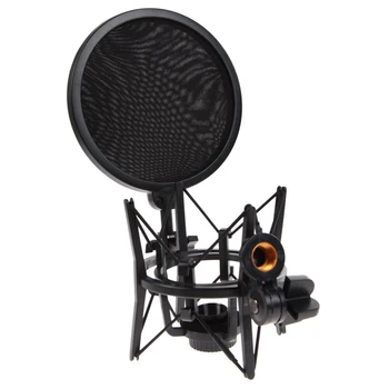 Microfon profesional Mic Șoc Montare cu Scut Articularea Capului Titularul Stand Suport pentru Studio de Difuzare