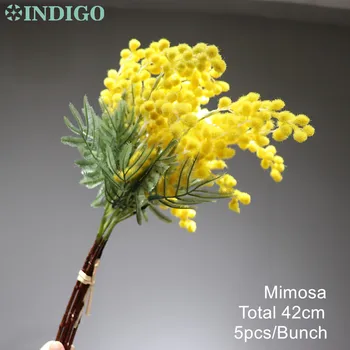 INDIGO - 5 buc Dimensiuni Mici White Mimosa Buchet Acasă Decor Cires Japonez Nunta Flori Artificiale Petrecere Dropshipping