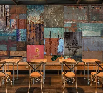 Personalizate 3d murală Personalitate retro 3D fier ruginit de tablă industriale mari murale bar, KTV tapet Cafe Restaurant tapet
