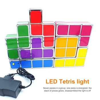 DIY Tetris Lumina de Noapte Puzzle Puzzle Stivuire Jucărie pentru Copii LED Masă Lampă Bloc Joc Turn Atmosferă plină de culoare, Lumina
