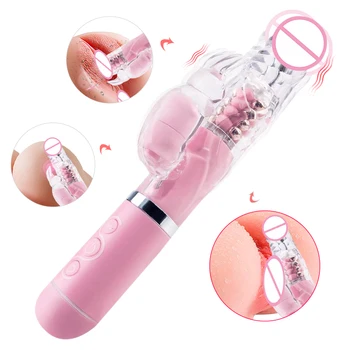 Dual Motor Vibrator Rabbit Vibrator Vibrații de Rotație Jucărie Sexuală pentru Femei punctul G Masaj Stimulator Clitoris Sex-Shop