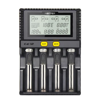 Miboxer C4-12 Inteligent Baterie 18650 265650 Încărcător 4-Slot 3.0 O 12AMAX Ecran LCD de încărcare Rapidă pentru Li-ion/IMR/INR/ICR/Ni PK VP4 PLUS