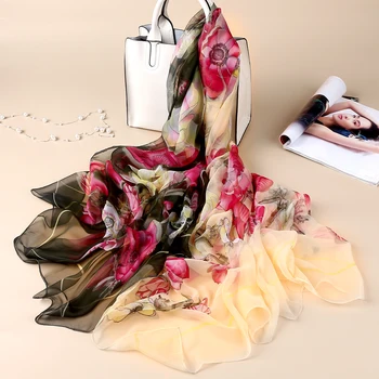 VIANOSI Brand Eșarfă de Mătase Femei Flori Eșarfe de Vară Foulard Femme Designer Șal Folie de Moda Gât Eșarfă