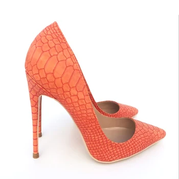 Portocaliu Femei Pantofi Pompe de Sarpe Model Subliniat Toe Tocuri inalte Sexy 12 cm Pantofi de Designer plus dimensiune YG020 ROVICIYA