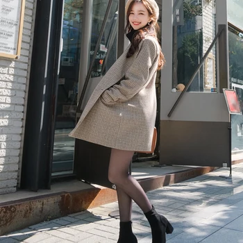 Carouri lână haina costum de toamna si de iarna noi versiunea coreeană de scule de înaltă sac de talie fusta șold 2-bucata set pentru femei