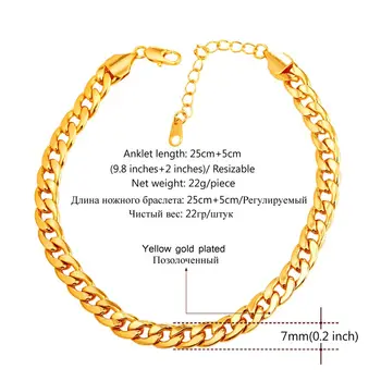 U7 Femei Fete Desculț Bijuterii de aur sau de Aur Cubanez Lanț Brățară de Picior, Brățară de 25-30 cm lungime A328