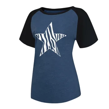 Femei Casual Slim O-Neck Short Sleeve T-Shirt De Sus Pentru Femeie 2020 Femei Culoare Solidă Bază Tricou Star Print Tee-Shirt Vara