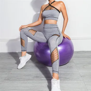 2020 2 Buc Set Haine de Antrenament pentru Femei Sutien de Sport și Jambiere Set haine Sport pentru Femei trening Yoga Atletică Set