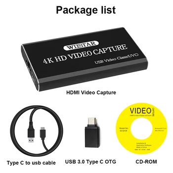 USB de tip c, HDMI, Audio-Video cu placa de Captura Dispozitiv 4k30hz HD 1080P 30Hz Live Stream Joc de Captare pentru Win8 Windows 10, MAC, Linux