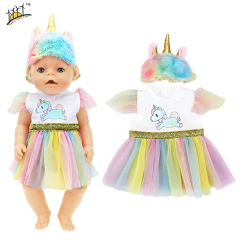 Unicorn Copil Folie de Costume Salopeta se potrivesc 43-45cm Copil-născut Papusi Accesorii si 18 inch Papusa Haine Americane Salopetă Pijamale