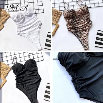 FSDA de Vara costume de Baie 2020-O singură Bucată Sexy Bikini Negru Alb Ridicat Wasit Tanga, Costume de baie Leopard de Imprimare Brazilian Bikini, Monokini