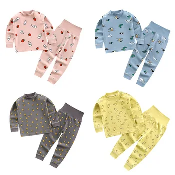 2020 copii pentru Copii Seturi de Pijamale din Bumbac pentru Copii Pijama cu Mâneci Lungi Tricou+Pantaloni Desene animate Haine de Toamna 2 buc Sleepwear Costum de Pijama
