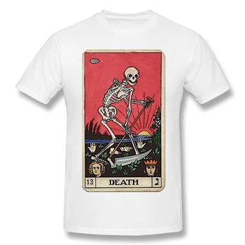 Gotic goth T-Shirt pentru Bărbați Moartea Tarot Amuzant Crewneck Bumbac Tricou