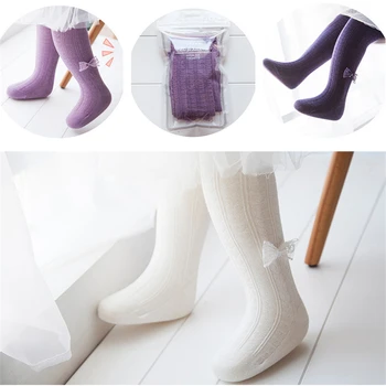 6 Culori de Toamna Iarna Culoare Pură Copii Dresuri din Bumbac Tricotate Ciorapi pentru Fete Alb-Negru Pantaloni pentru Copii de la 3 La 8 Ani