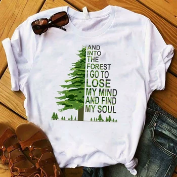 Femei T Femei Grafic În Pădure Copac de Moda de Vacanță Vacanță de Top Imprimate Tricou Femei Tricou Haine Femei T-shirt