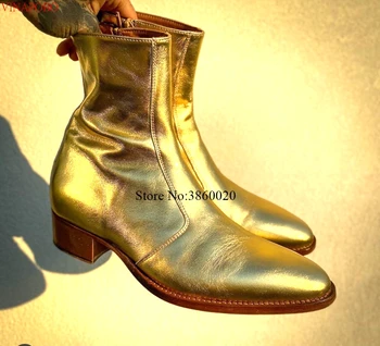 New Sosire Brand de Lux Om Confortabil Pantofi Barbat din Piele Barbati Cowboy Western Martin Chelsea Cizme Glezna, Pantofi de AUR
