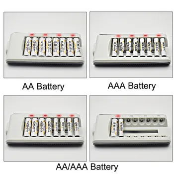 8 Sloturi de Lumină LED Smart Battery Charger Încărcător Rapid AA AAA Ni-MH / Ni-Cd Baterii Reîncărcabile, Încărcător Rapid SUA/UE/marea BRITANIE/AU plug