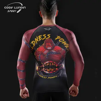 Barbati tricou de Compresie MMA 3D urangutan model de formare Tee iute Uscat Formare de Funcționare Topuri Joggeri Fitness Muay tricou