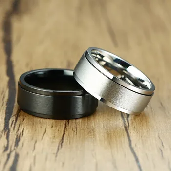 Mens 8mm Spinner Ring Folosi Pentru a Elibera de Stres Accesoriu de Oțel Inoxidabil Trupa de Nunta Casual sex Masculin anillo de Sport Bijuterii
