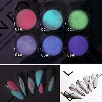CHUNSHU Nou cu 6 Culori Extrafin Luminos de Cristal Nisip UV Pigment Pulbere de Unghii cu Sclipici Set Chrome Decoratiuni de Arta Unghiilor Manichiura DIY
