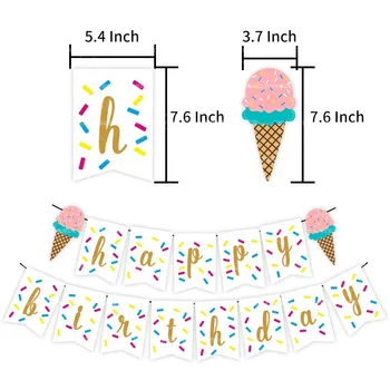 Ice Cream Party Banner Baloane Ziua de naștere a Fetei Partidul Decor Banner Baloane Tort Fân Petrecere Copil de Dus Decor Consumabile