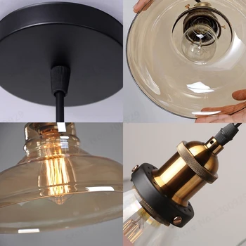 LED Loft Epocă Pandantiv Lumini de Sticlă Coarda Industriale Atârnă lampa de Fum Gri Lamparas De Techo Colgante Luciu Grădină de Bucătărie