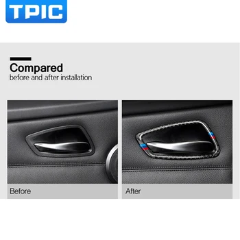 Fibra de Carbon Auto Interior Usa Maner Capac Tapiterie Usa Castron Decalcomanii și autocolant Pentru BMW E90 E92 E93 seria 3 2005-2012 accesorii