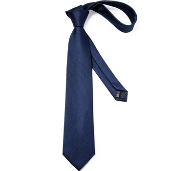 DiBanGu Top Bleumarin Solid Cravată pentru Bărbați Matase Bărbați Cravată Batista Butoni Gât Cravată Costum de Afaceri, Petrecere de Nunta Cravată Set MJ-7140