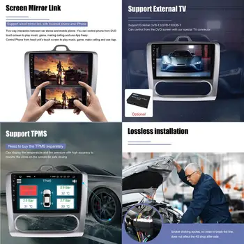 Harta gratuit Android 10.0 Stereo Auto DVD Player GPS de Navigație Glonass Pentru Ford Focus 2004-2011 Video Multimedia Radio BT unitatea de cap