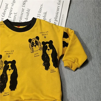 BOBOZONE Panda pulover galben reversibile scrisoare pulover roșu pentru copii baieti fete