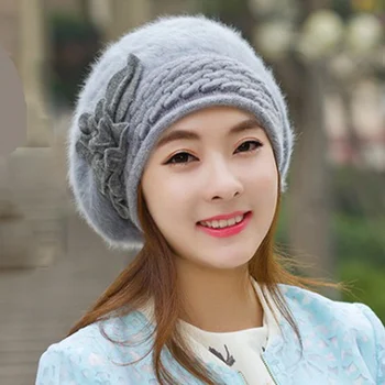 Căciuli Femei Pălării de Iarnă Pentru Femei Tricotate Fete Capota Capace de Iarna Doamna Pălării de Lână Marca Căciulă de Blană de Flori Chelioși Pălărie 2017